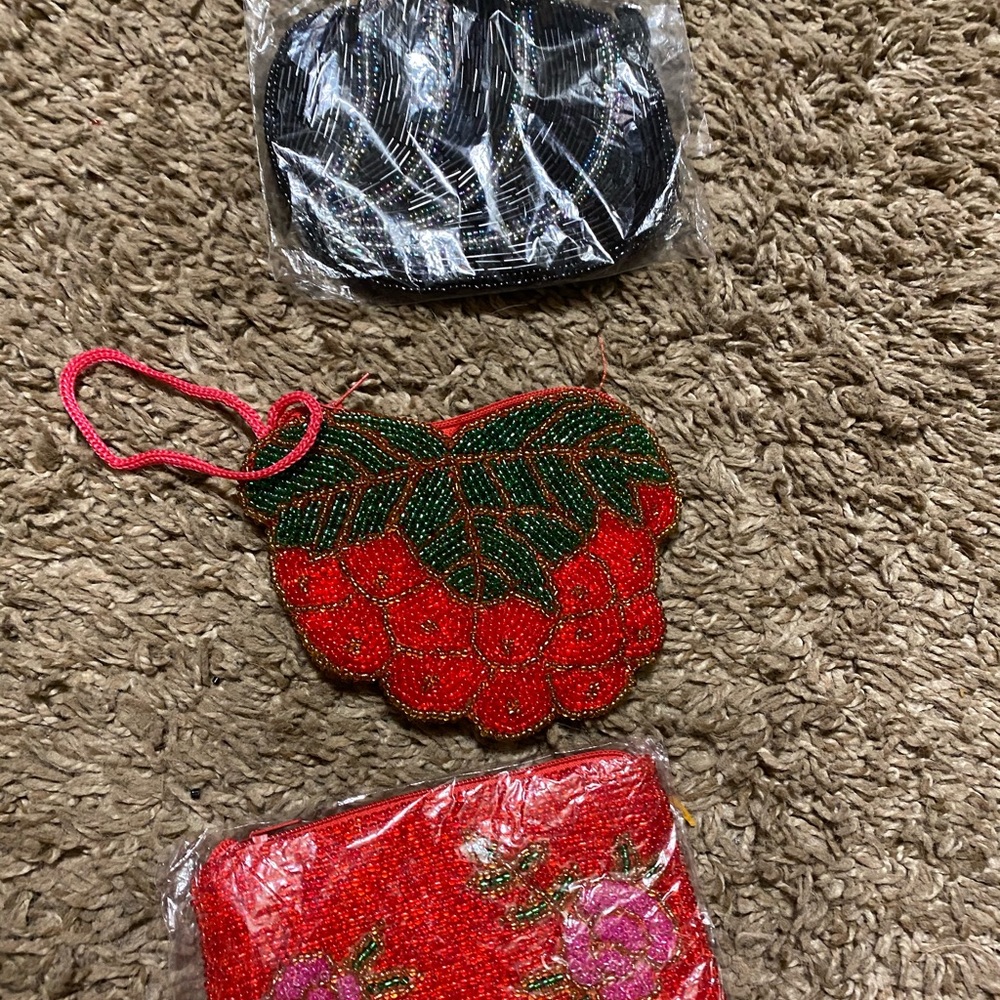 3 beaded change purse